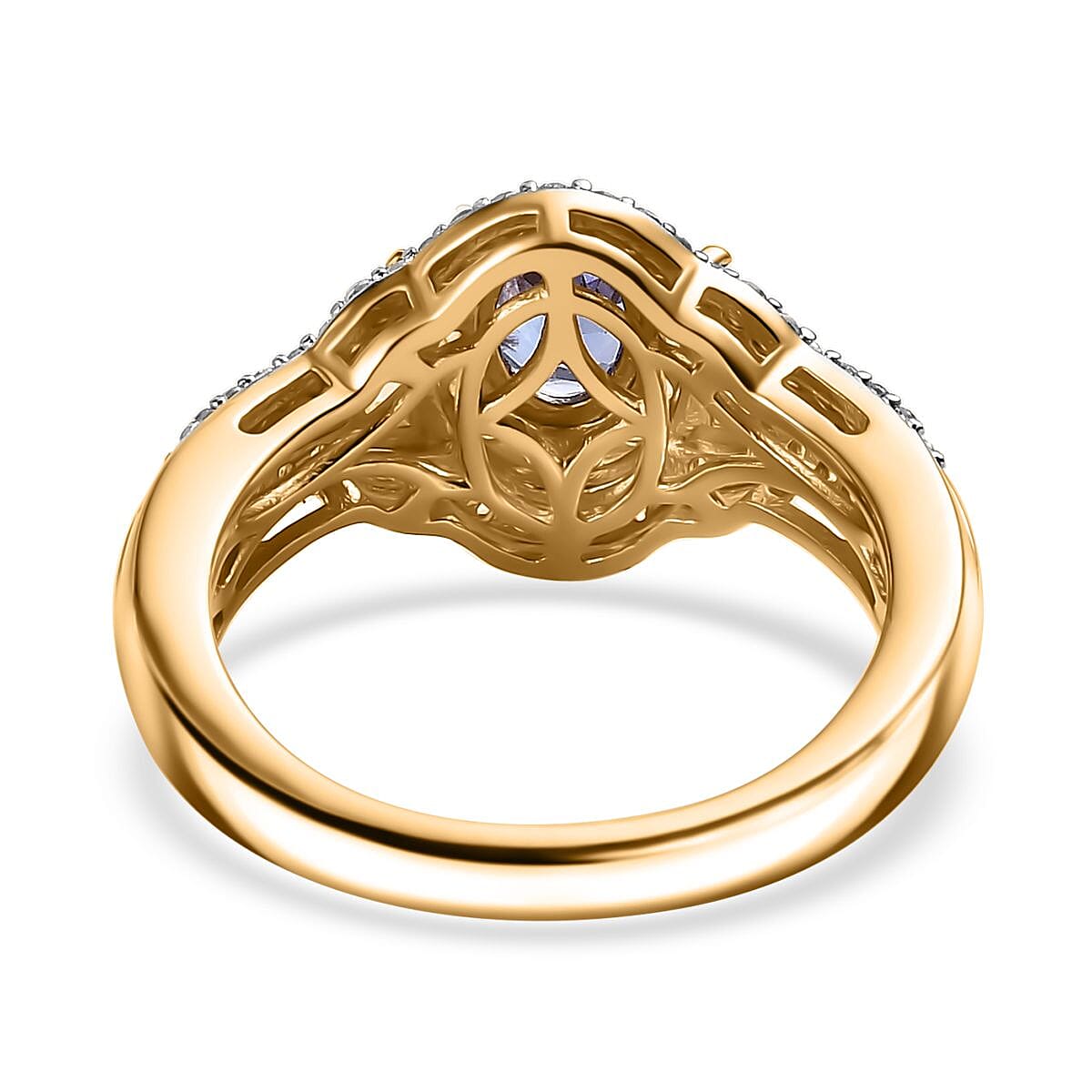 D'Joy Premium Tanzanite and Multi Gemstone 2.20 ctw Art Deco Ring in 18K Vermeil Yellow Gold Over Sterling Silver (Size 7.0)