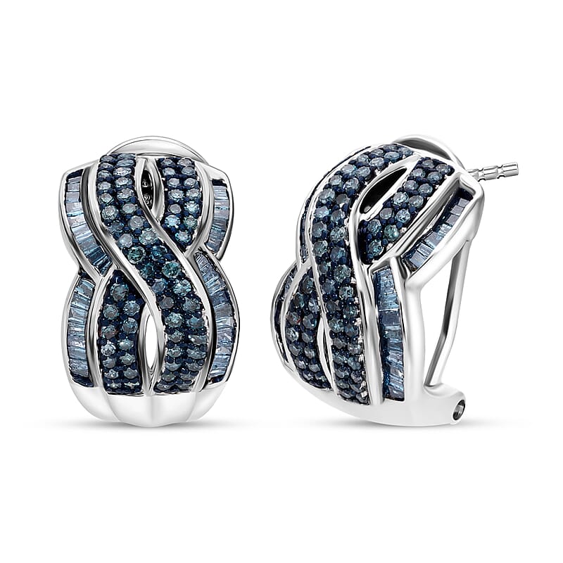 Blue Diamond 1.00 ctw Infinity Earrings in Platinum Over Sterling Silver