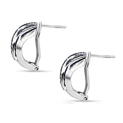 Blue Diamond 1.00 ctw Infinity Earrings in Platinum Over Sterling Silver