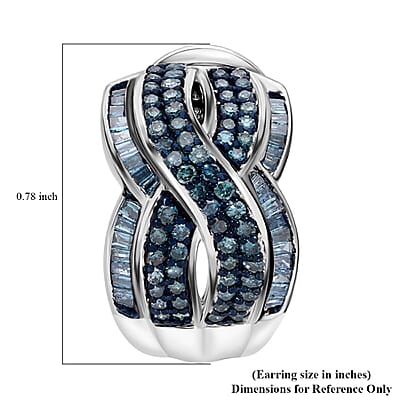 Blue Diamond 1.00 ctw Infinity Earrings in Platinum Over Sterling Silver
