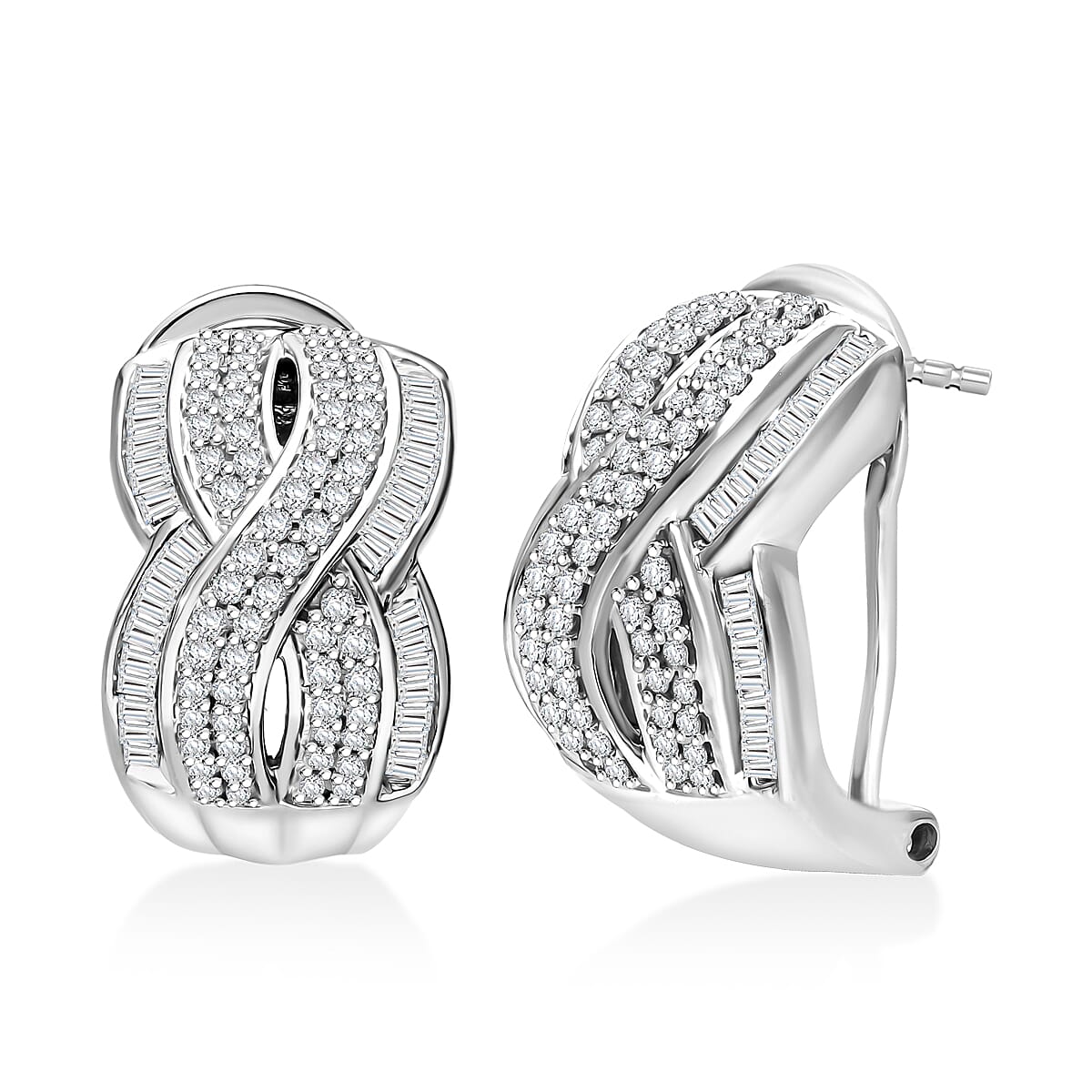 Diamond 1.00 ctw Infinity Earrings in Platinum Over Sterling Silver image number 0