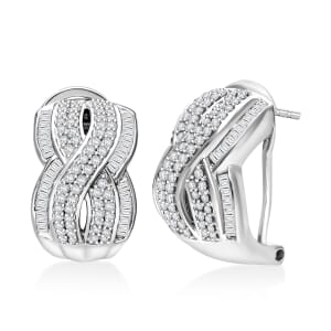 Diamond 1.00 ctw Infinity Earrings in Platinum Over Sterling Silver