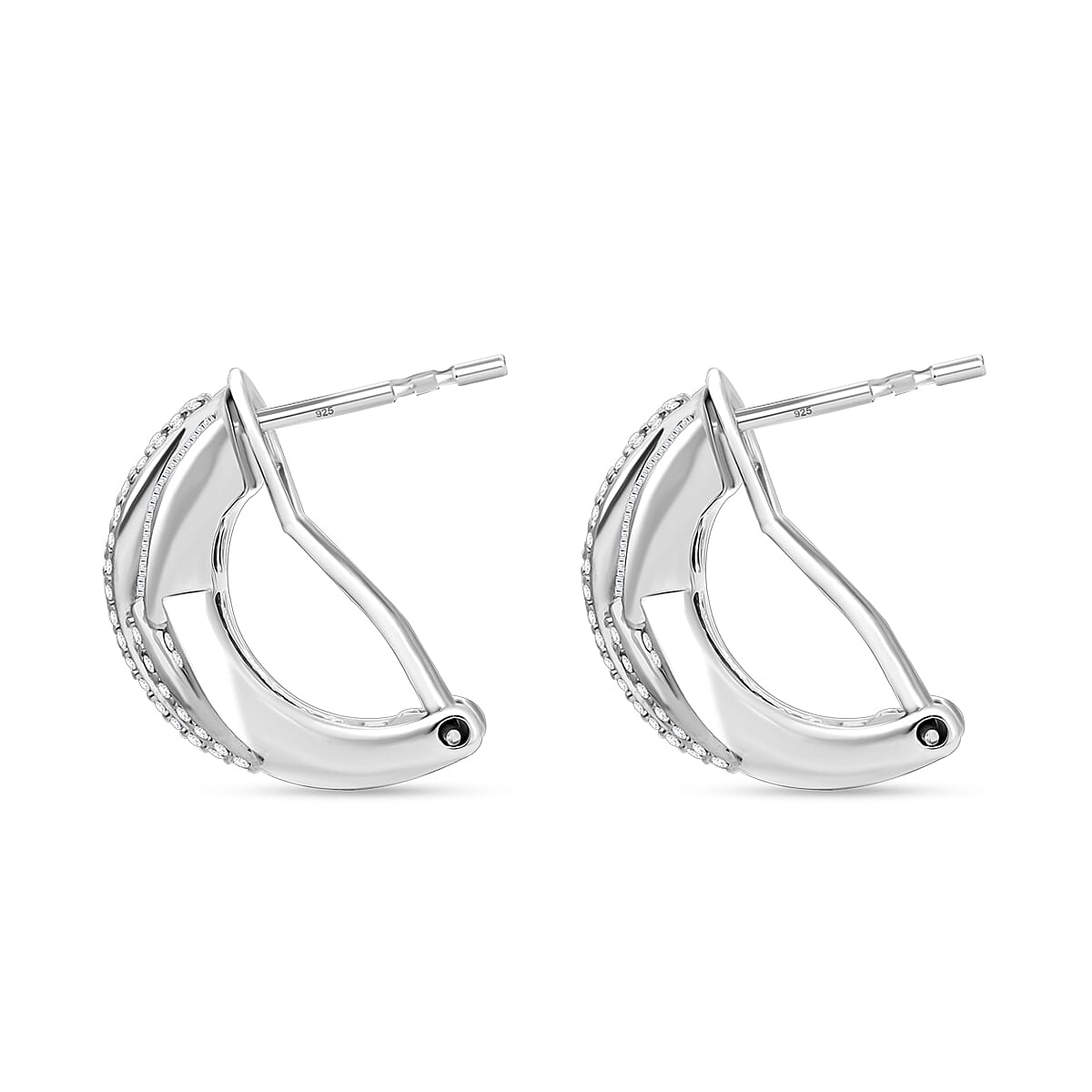 Diamond 1.00 ctw Infinity Earrings in Platinum Over Sterling Silver image number 2