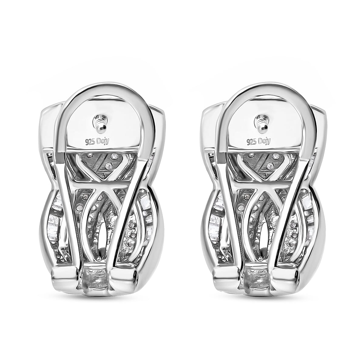 Diamond 1.00 ctw Infinity Earrings in Platinum Over Sterling Silver image number 3