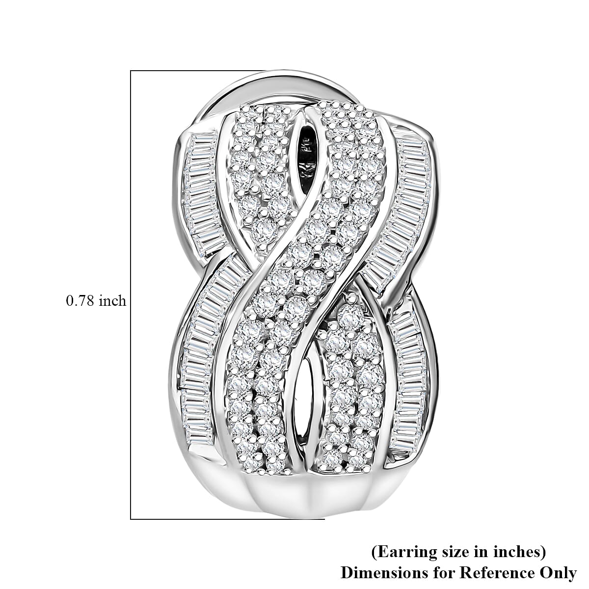 Diamond 1.00 ctw Infinity Earrings in Platinum Over Sterling Silver image number 4