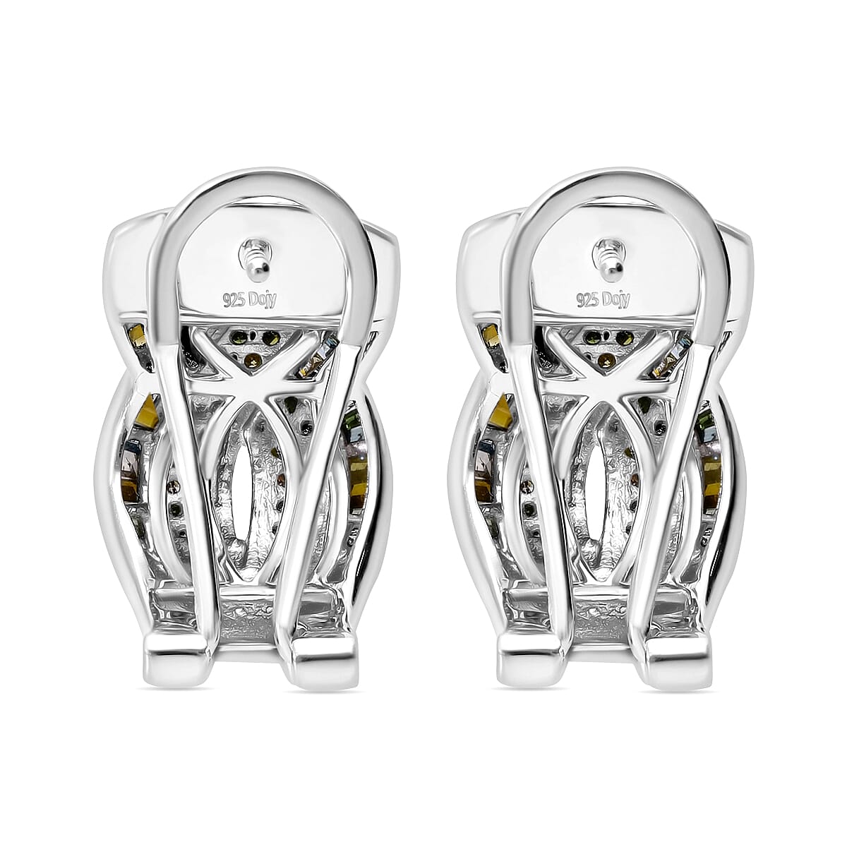 Multi Diamond 1.00 ctw Infinity Earrings in Platinum Over Sterling Silver image number 3