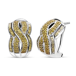 Yellow Diamond 1.00 ctw Infinity Earrings in Platinum Over Sterling Silver