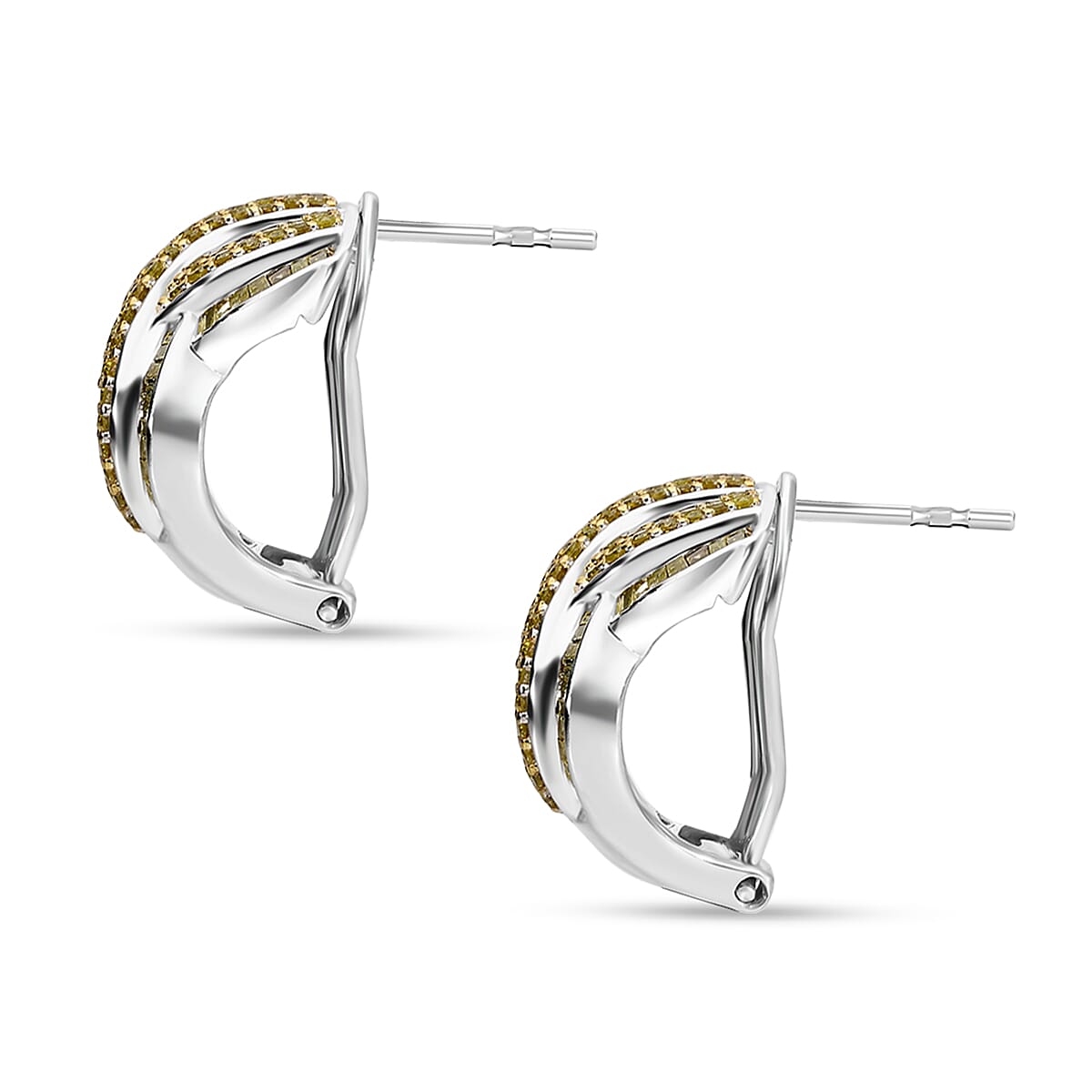 Yellow Diamond 1.00 ctw Infinity Earrings in Platinum Over Sterling Silver image number 2