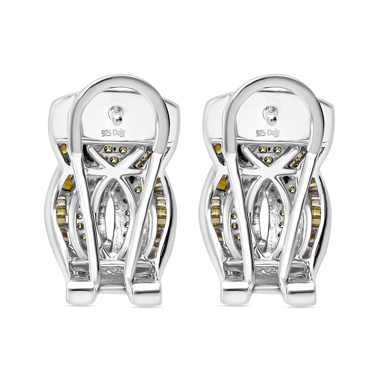 Yellow Diamond 1.00 ctw Infinity Earrings in Platinum Over Sterling Silver image number 3