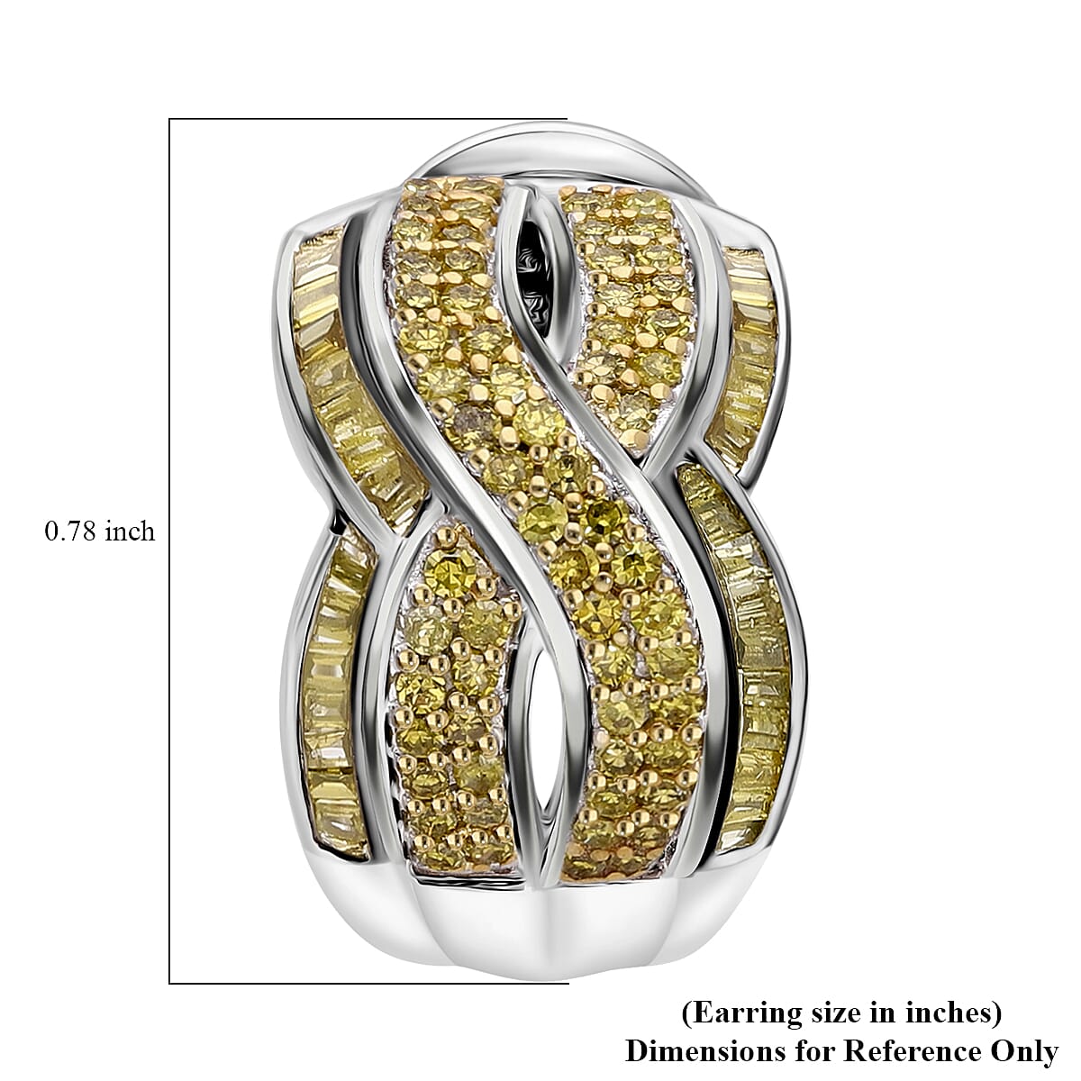 Yellow Diamond 1.00 ctw Infinity Earrings in Platinum Over Sterling Silver image number 4