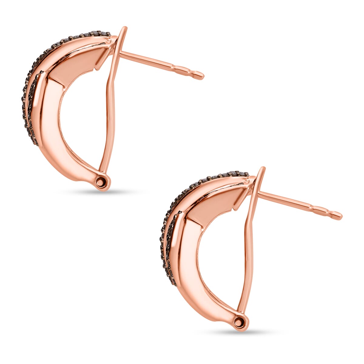Natural Champagne Diamond 1.00 ctw Infinity Earrings in Vermeil Rose Gold Over Sterling Silver image number 2