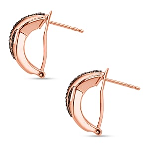 Natural Champagne Diamond 1.00 ctw Infinity Earrings in Vermeil Rose Gold Over Sterling Silver