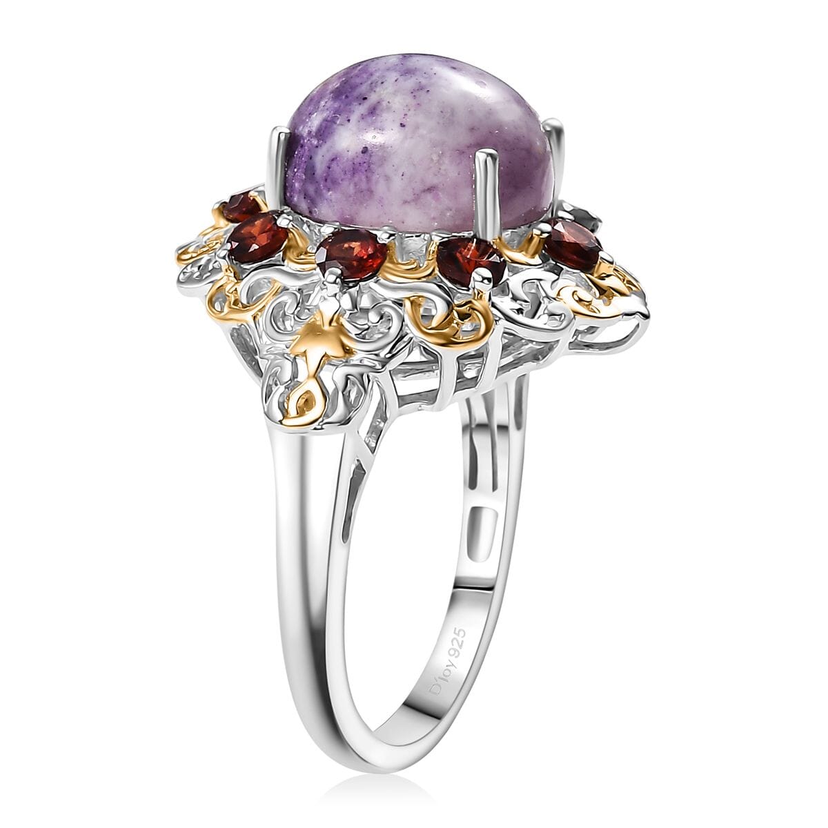 Utah Tiffany Stone, Mozambique Garnet Royal Amour Ring in 14K YG and Platinum Over Sterling Silver (Size 10.0) 6.10 ctw image number 3