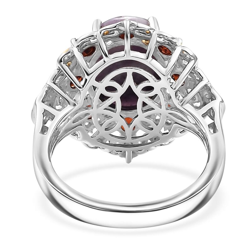 D'Joy Utah Tiffany Stone and Mozambique Garnet 6.10 ctw Royal Amour Ring in 14K YG and Platinum Over Sterling Silver (Size 10.0)