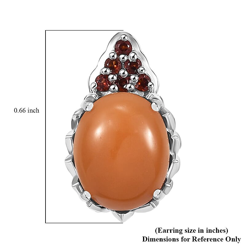D'Joy Caramel Opal and Mozambique Garnet 4.00 ctw Floral Earrings in Platinum Over Sterling Silver