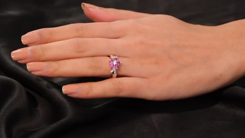 AAA Radiant Ember Garnet, White Zircon Ring in 18K Vermeil RG Sterling Silver (Size 10.0) 1.35 ctw