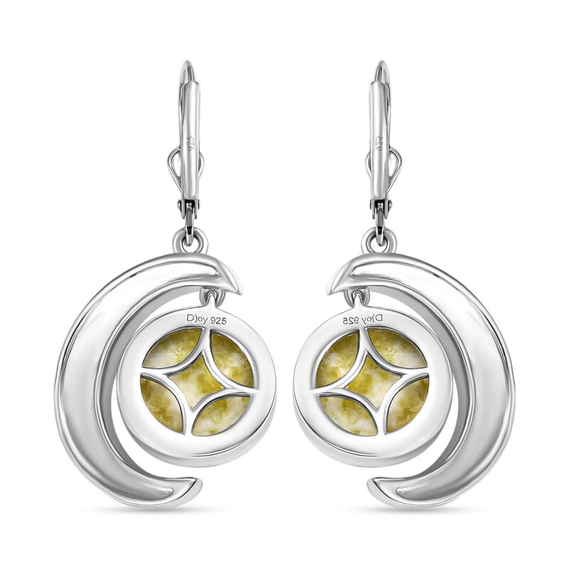 D'Joy Connemara Marble 8.60 ctw Moon Earrings in Rhodium Over Sterling Silver