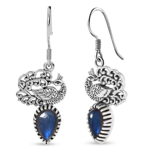 Indian Artisan Crafted Malagasy Labradorite 3.40 ctw Regal Splendor Earrings in Sterling Silver