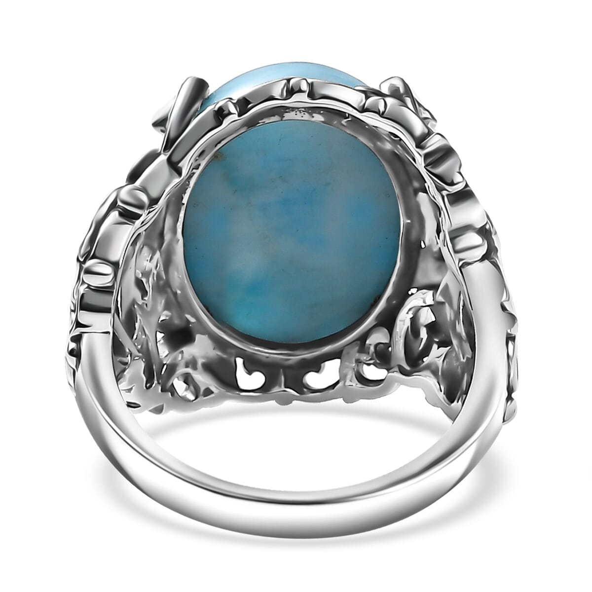 Indian Artisan Crafted Larimar 13.70 ctw Ocean Spirit Ring in Sterling Silver (Size 6.0) image number 4