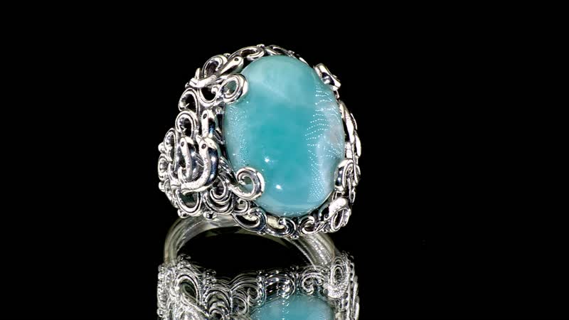 Artisan Crafted Larimar Fancy Ring in Sterling Silver (Size 10.0) 13.70 ctw