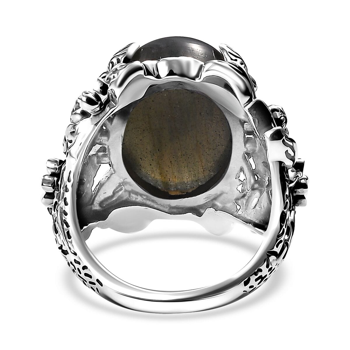 Indian Artisan Crafted AAA Malagasy Labradorite 13.50 ctw Mystic Bloom Ring in Sterling Silver (Size 8.0) image number 4