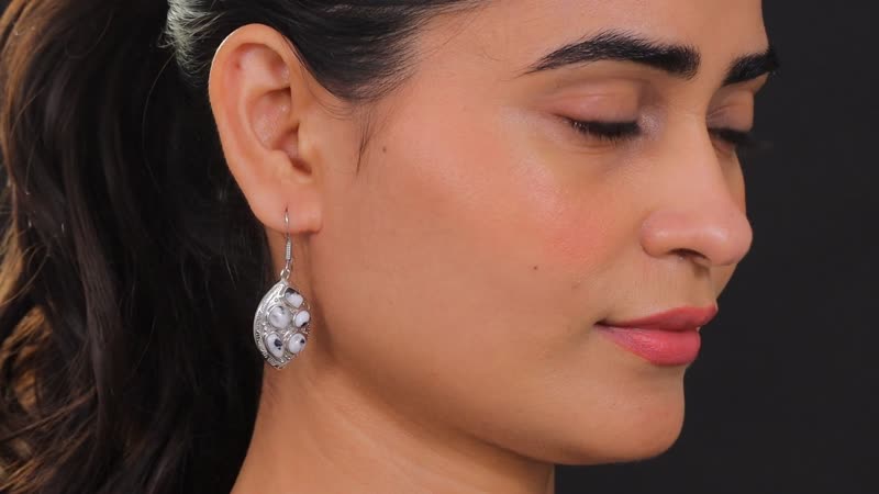 Karis White Buffalo Turquoise 8.10 ctw Southwest Earrings in Platinum Bond