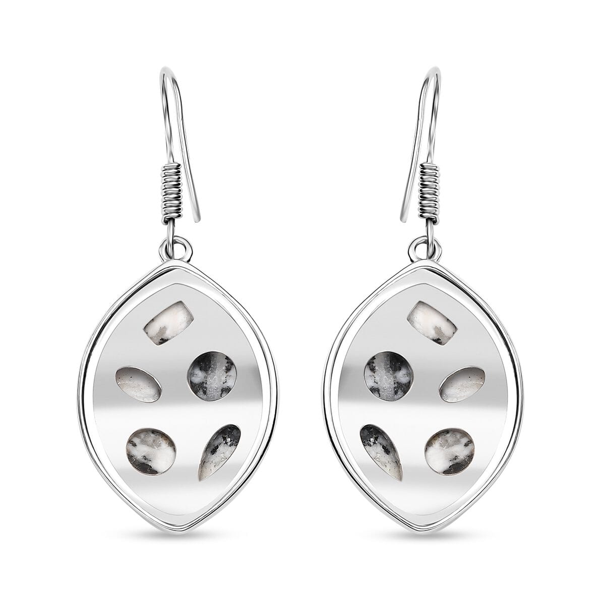 Karis White Buffalo Turquoise 8.10 ctw Southwest Earrings in Platinum Bond image number 3