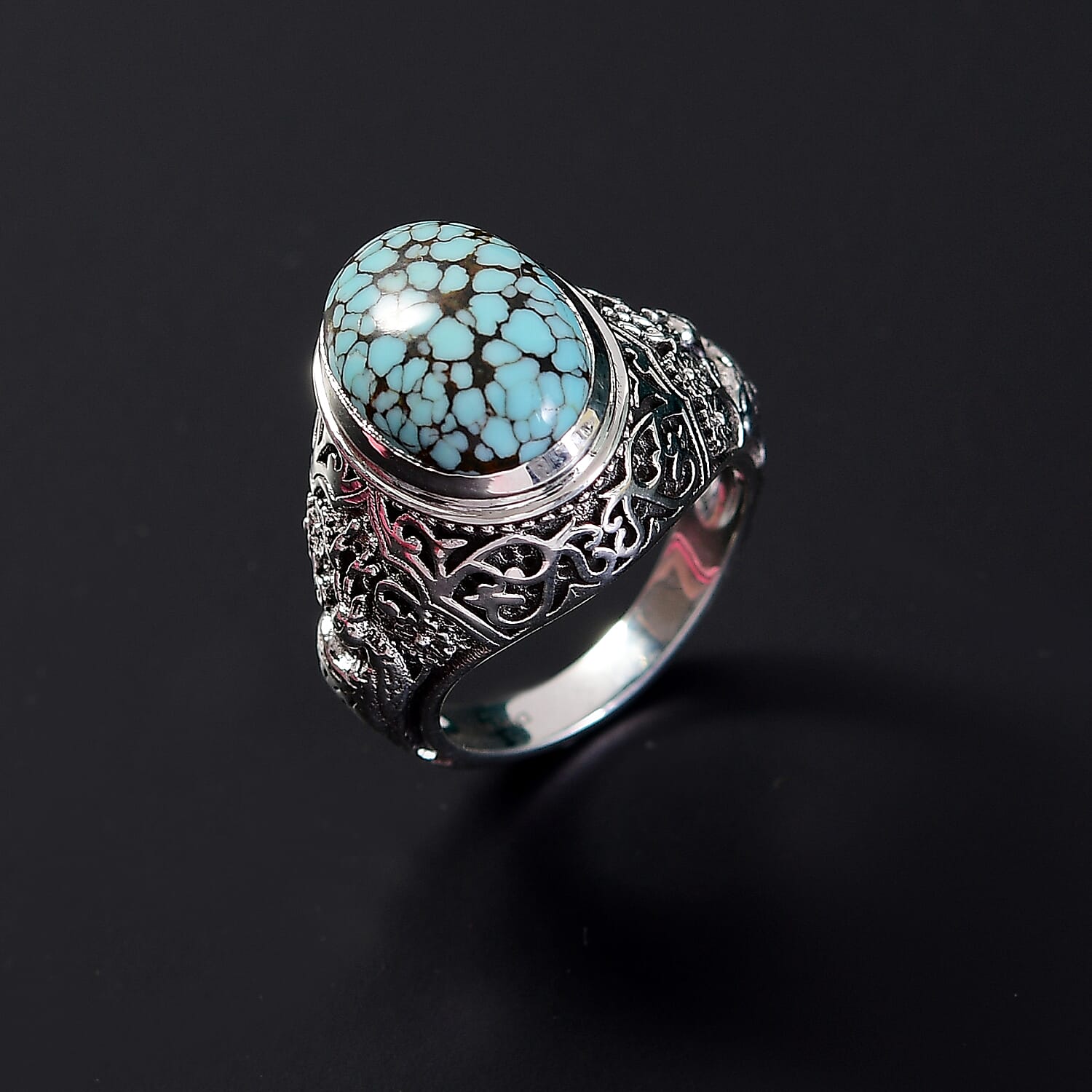 Artisan Crafted Premium Blue Moon Turquoise Solitaire Ring in Sterling Silver (Size 10.0) 6.20 ctw