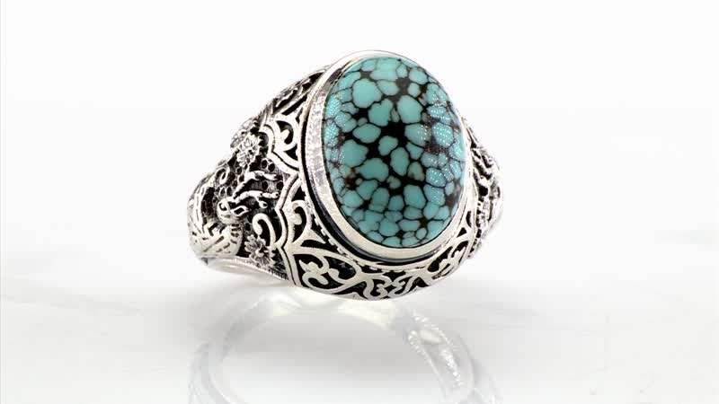 Artisan Crafted Premium Blue Moon Turquoise Solitaire Ring in Sterling Silver (Size 10.0) 6.20 ctw
