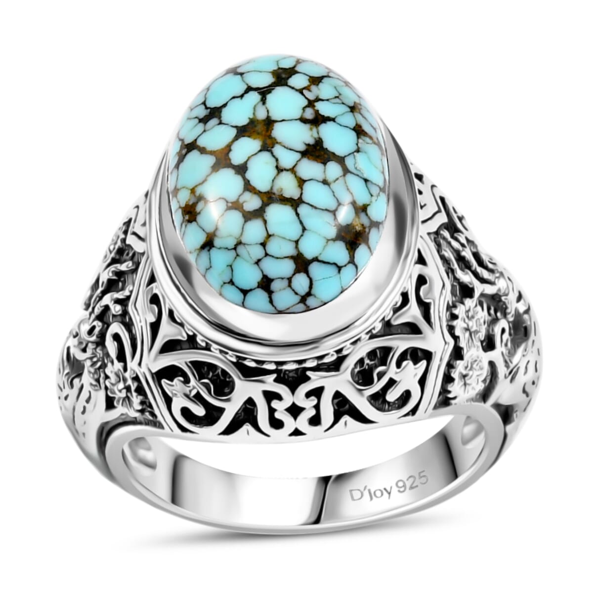 Indian Artisan Crafted Premium Blue Moon Turquoise 6.20 ctw Royal Hunt Ring in Sterling Silver (Size 9.0) image number 0