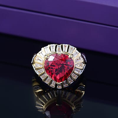 GP Padparadscha Sapphire, Multi Gemstone 10.70 ctw Ring in 18K Vermeil Yellow Gold Over Sterling Silver (Size 9.0)