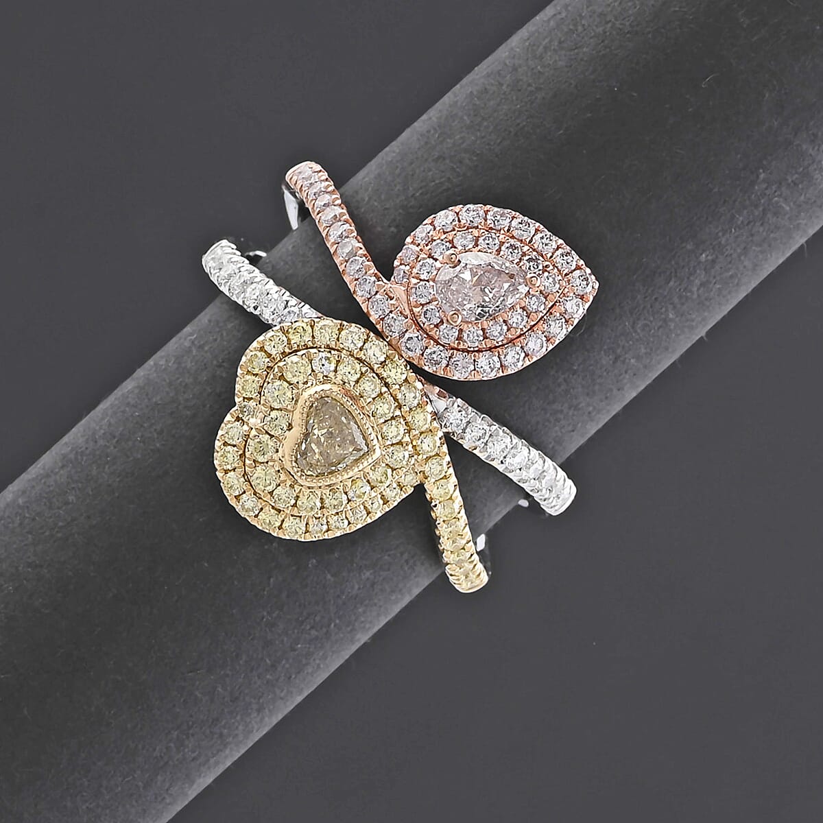 Modani Natural Pink, Yellow and White Diamond 1.13 ctw Ring in 950 Platinum, 18K Yellow & Rose Gold (Size 10.0)  image number 1