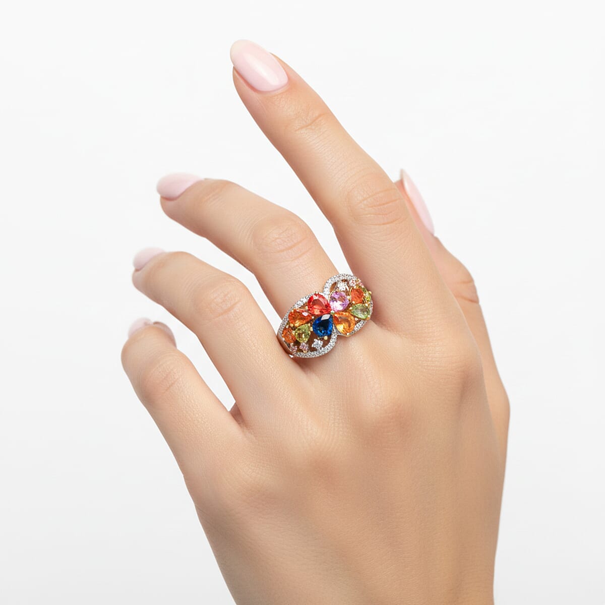 Modani 950 Platinum and 18K Yellow Gold Multi Sapphire, Diamond Ring (Size 10.0) (5.72 g) 2.38 ctw image number 2