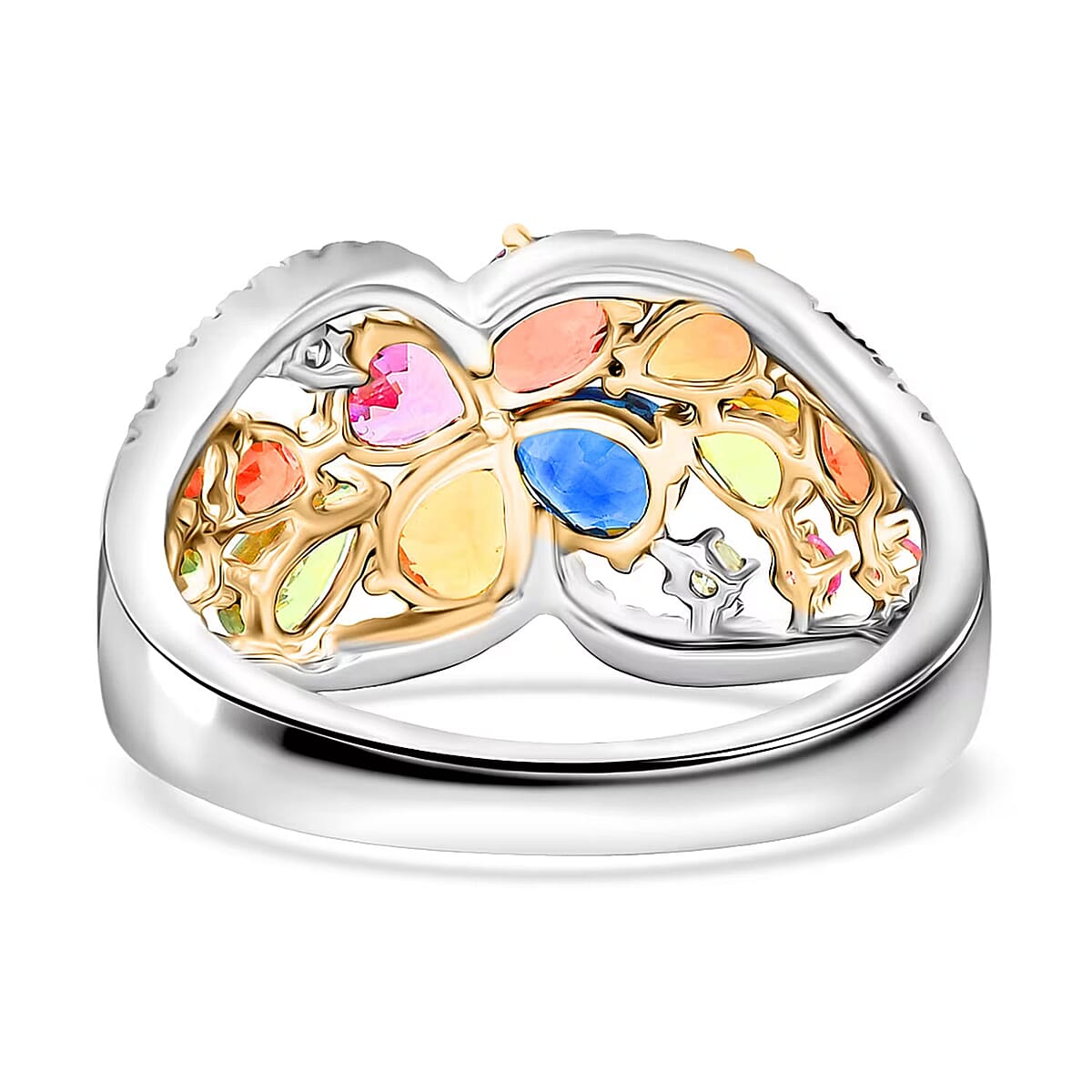 Modani Multi Sapphire and Diamond 2.38 ctw Ring in 950 Platinum and 18K Yellow Gold (Size 5.5) 5.72 Grams image number 6