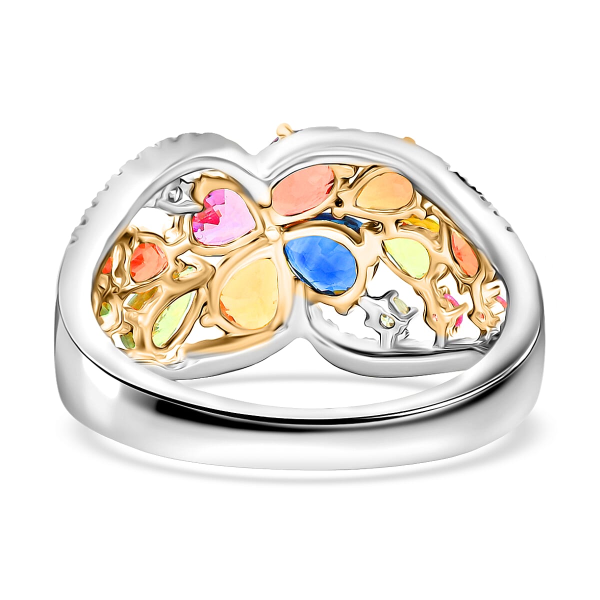 Modani Multi Sapphire and Diamond 2.38 ctw Ring in 950 Platinum and 18K Yellow Gold (Size 6.0) 5.72 Grams image number 4