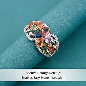 Modani Multi Sapphire and Diamond 2.38 ctw Ring in 950 Platinum and 18K Yellow Gold (Size 7.0) 5.72 Grams