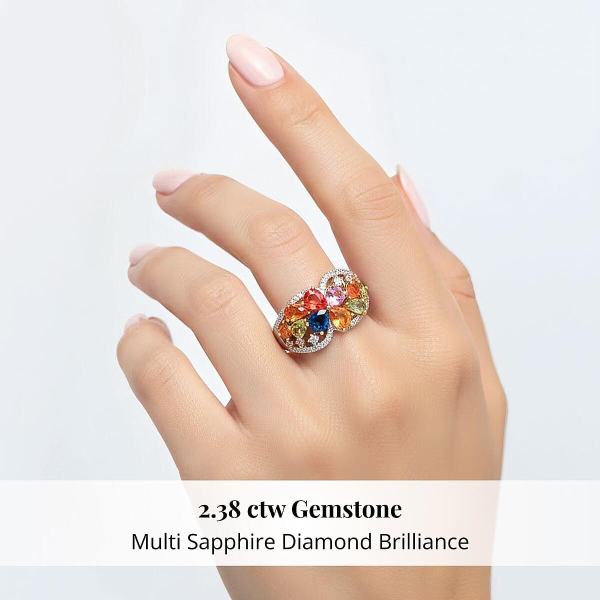 Modani Multi Sapphire and Diamond 2.38 ctw Ring in 950 Platinum and 18K Yellow Gold (Size 8.0) 5.72 Grams image number 1