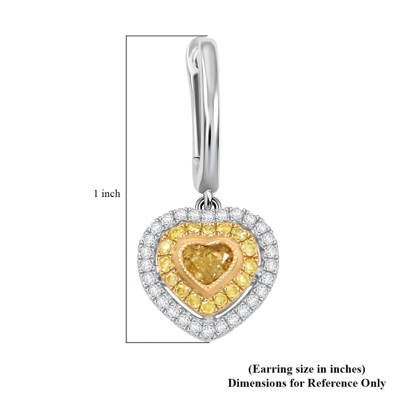 Modani Natural Yellow and White Diamond 0.61 ctw Earrings in 950 Platinum and 18K Yellow Gold