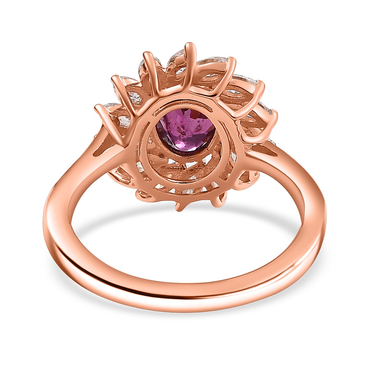 D'Joy AAA Radiant Ember Garnet and Moissanite 2.40 ctw Floral Ring in 18K Vermeil Rose Gold Sterling Silver (Size 7.0) image number 4