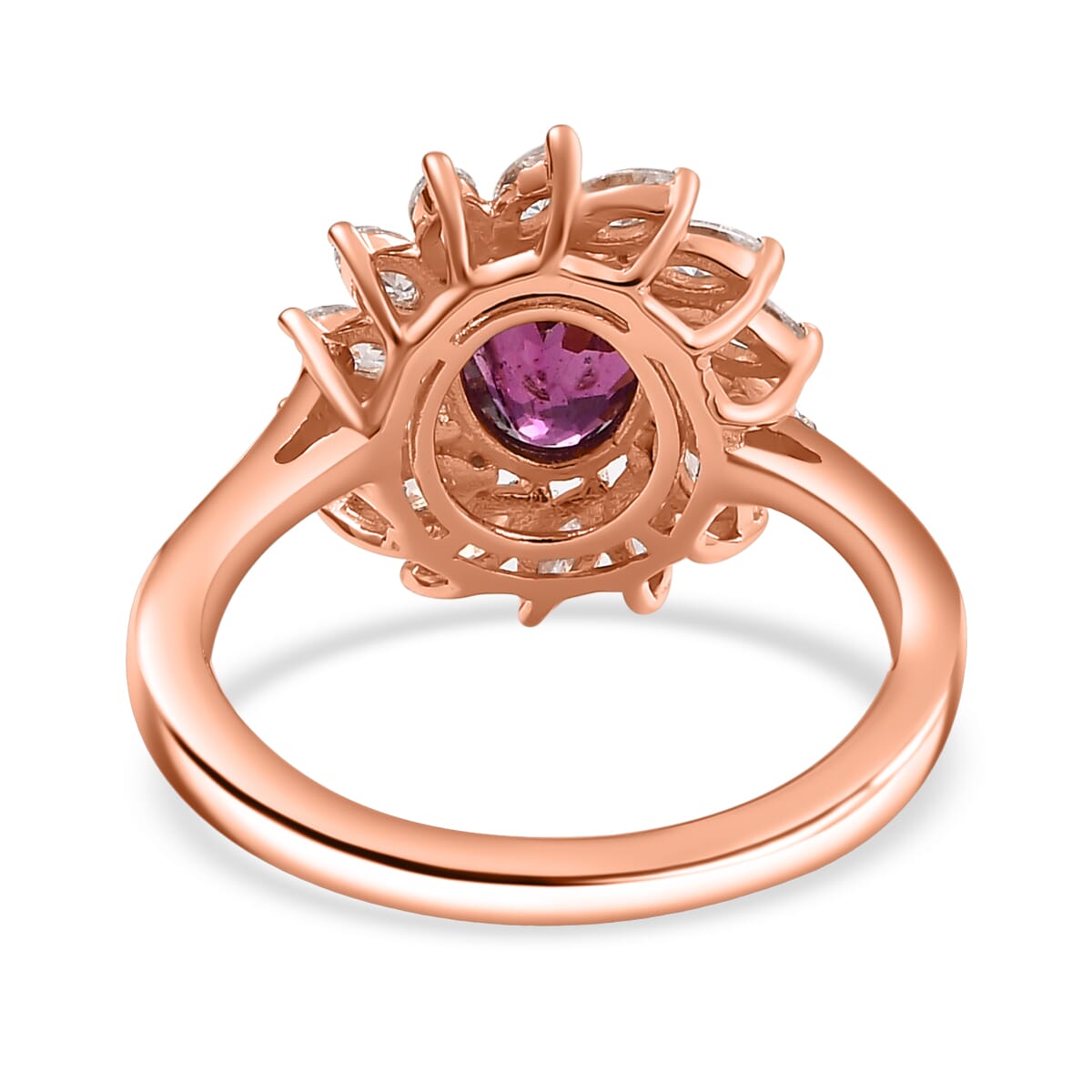 Radiant Ember Garnet ,  Moissanite  Solitaire Ring in 18K RG Vermeil Sterling Silver 2.55 ctw image number 4