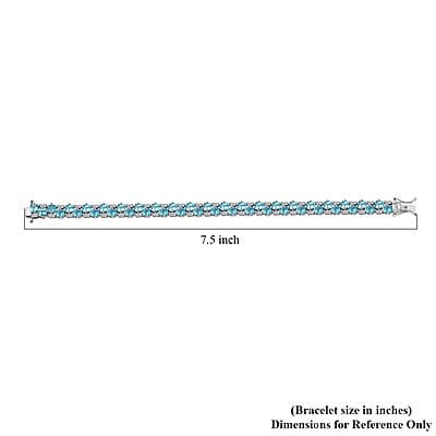 D'Joy Premium Betroka Blue Apatite and Moissanite 14.80 ctw Art Deco Bracelet in Rhodium Over Sterling Silver (7.25 In)