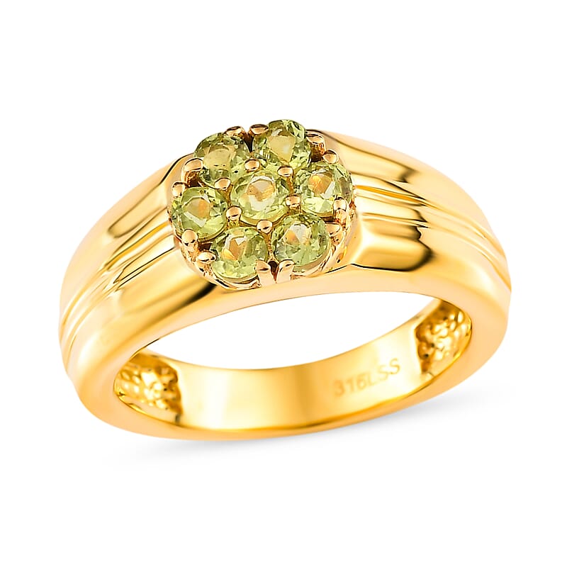 Arizona Peridot 0.90 ctw Mens Ring in ION Plated YG Stainless Steel (Size 10.0)