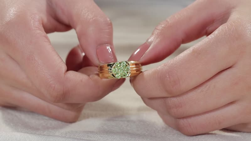 Arizona Peridot Mens Ring in ION Plated YG Stainless Steel (Size 10.0) 0.90 ctw
