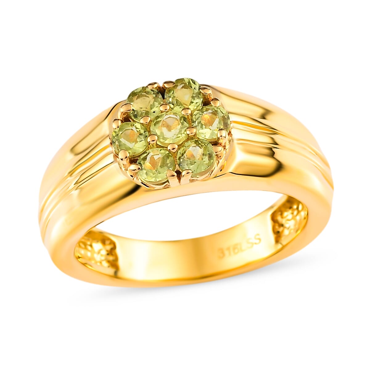 Arizona Peridot 0.90 ctw Mens Ring in ION Plated YG Stainless Steel (Size 12.0) image number 0
