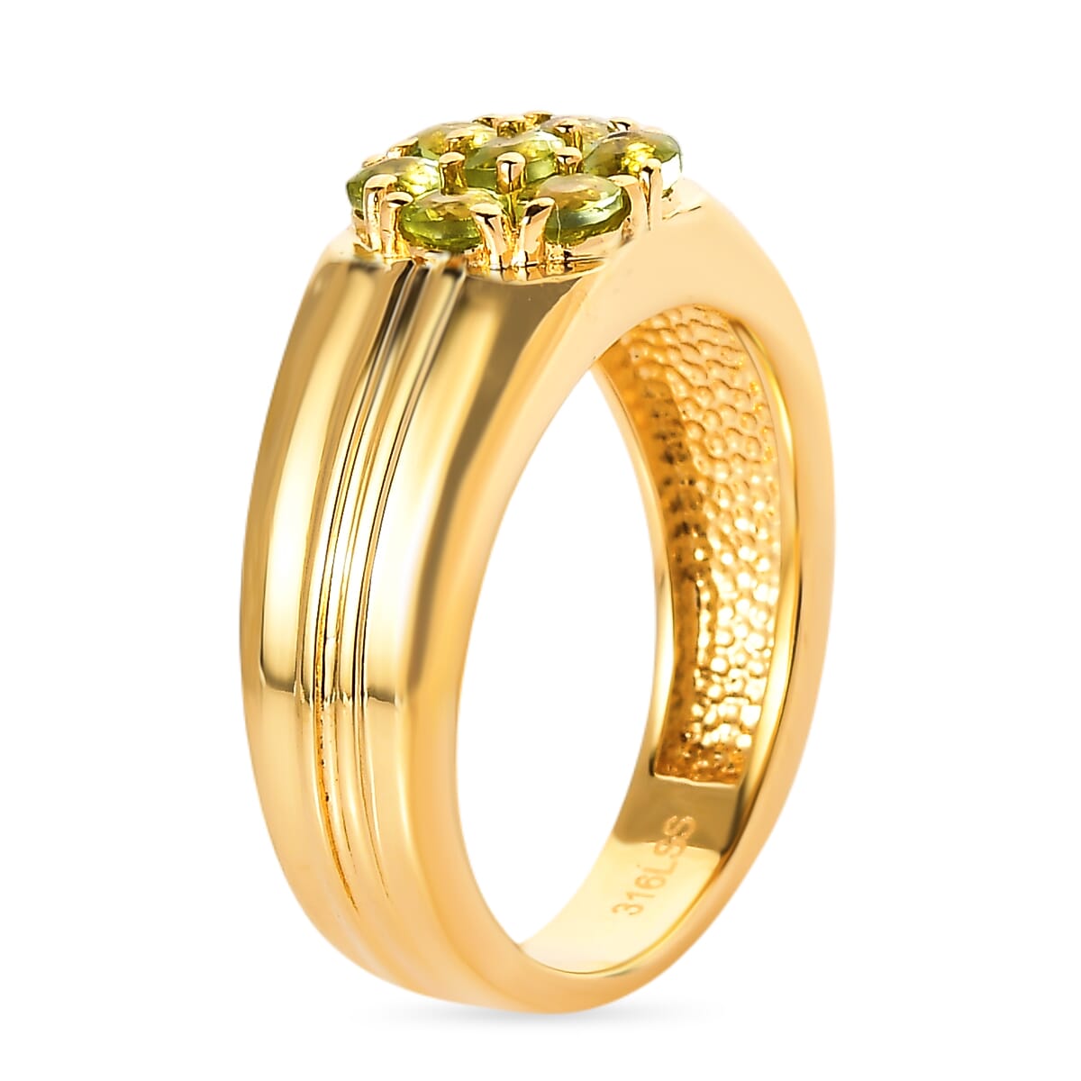 Arizona Peridot 0.90 ctw Mens Ring in ION Plated YG Stainless Steel (Size 12.0) image number 3