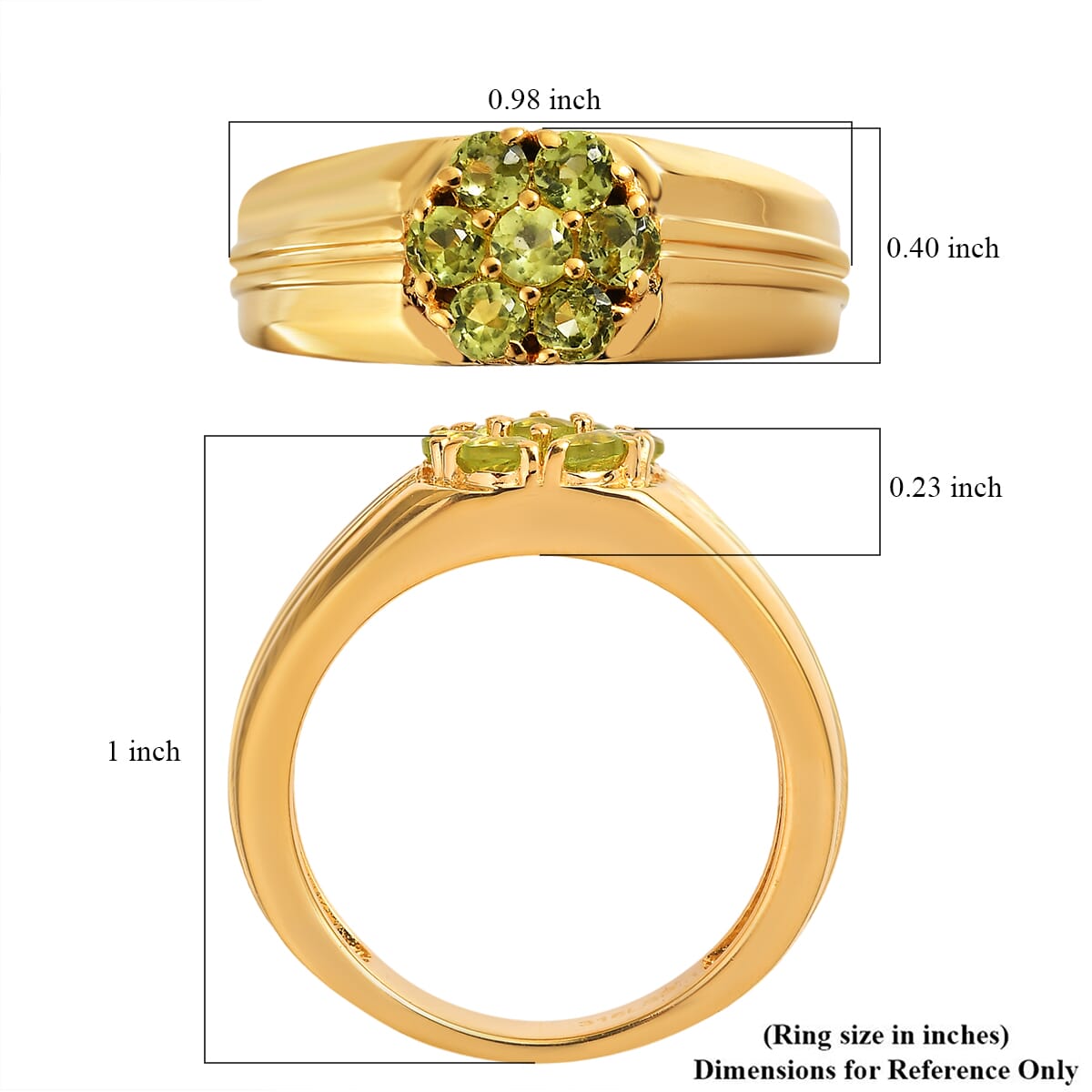 Arizona Peridot 0.90 ctw Mens Ring in ION Plated YG Stainless Steel (Size 12.0) image number 5