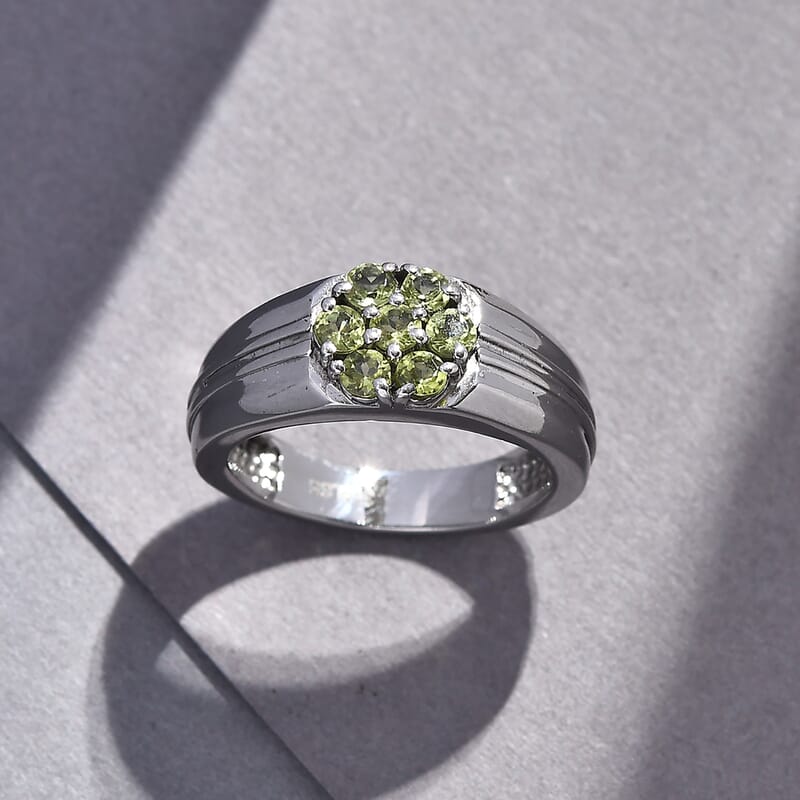 Arizona Peridot 0.90 ctw Mens Ring in Stainless Steel (Size 10.0)