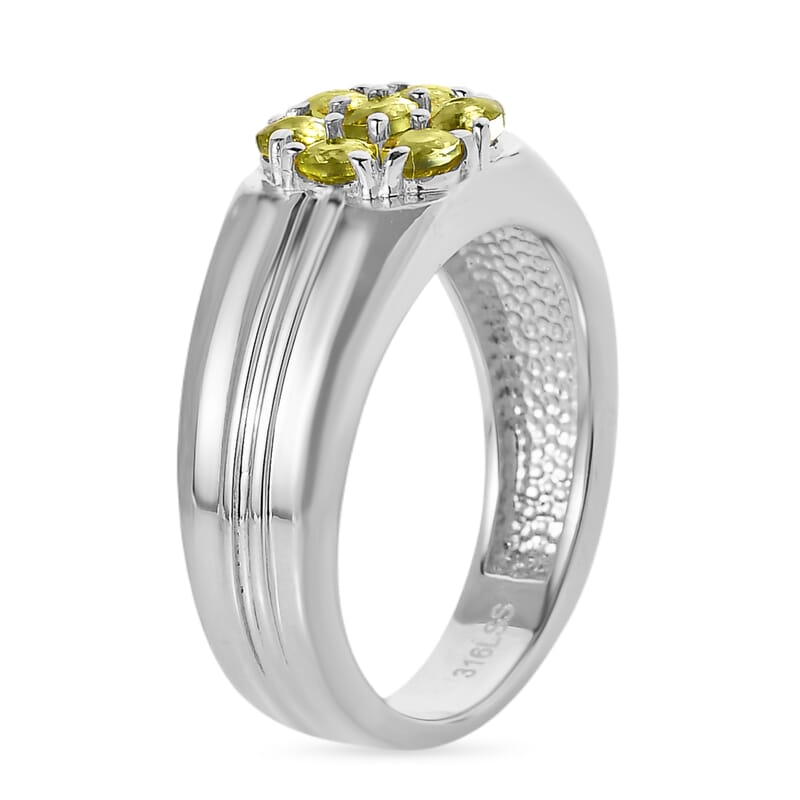Arizona Peridot 0.90 ctw Mens Ring in Stainless Steel (Size 10.0)