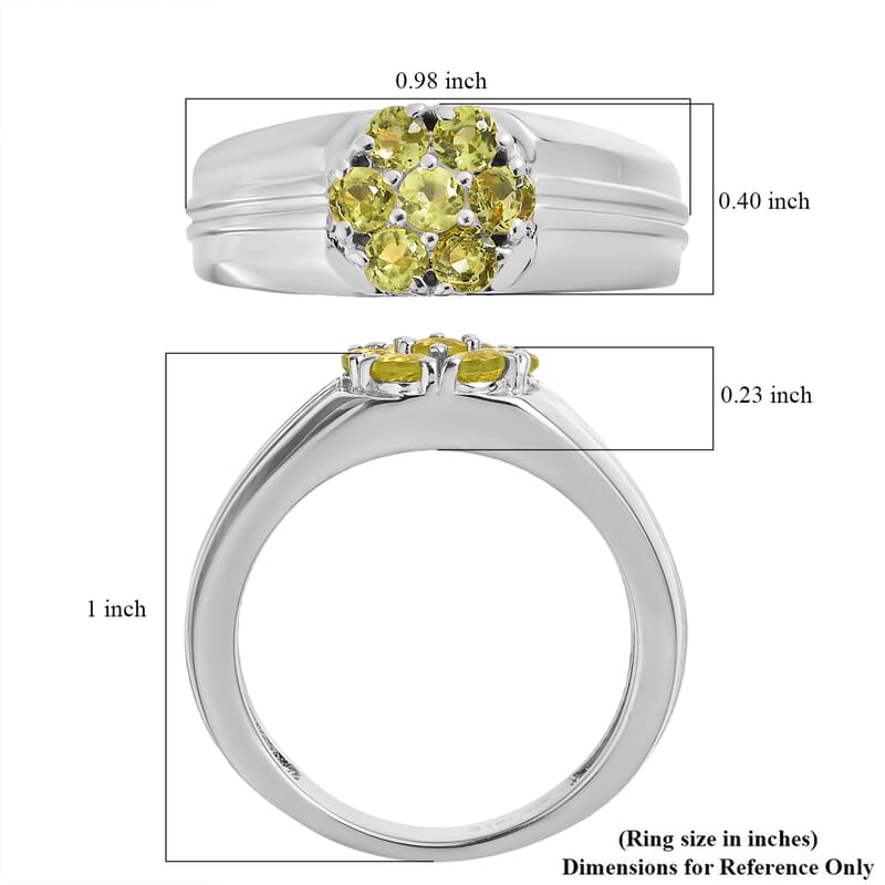 Arizona Peridot 0.90 ctw Mens Ring in Stainless Steel (Size 10.0)
