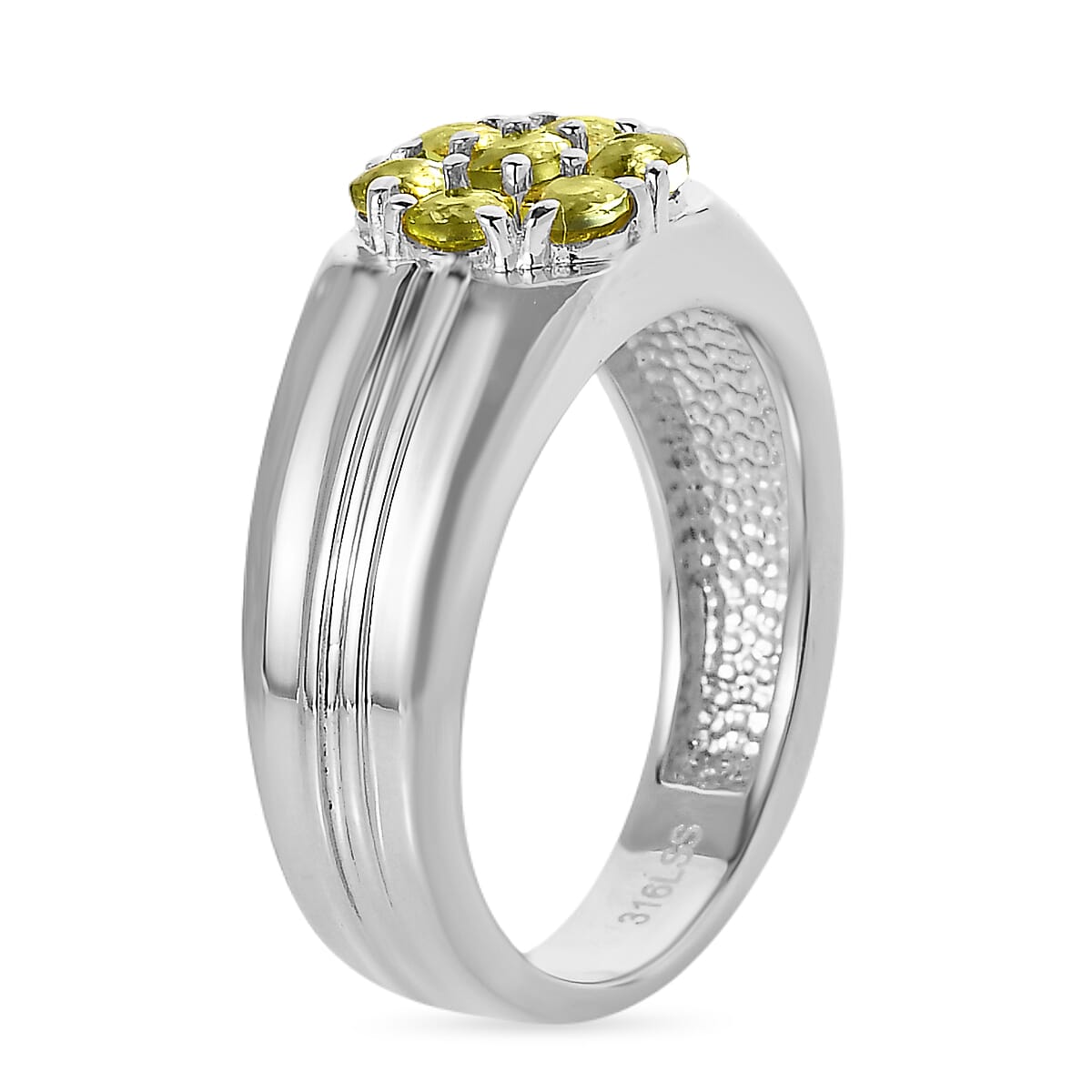 Arizona Peridot 0.90 ctw Mens Ring in Stainless Steel (Size 12.0) image number 3